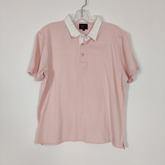 BTW By The Way Man Exclusive Fit Men's Polo Shirt Size L Pink White Casual Comfy - Picture 1 of 8